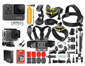 מאמא-שופ מוצרי אלקטרוניקה וסמארטפונים GoPro HERO 5 Black Edition Touch-Screen Camera + 40 PCS Sports Accessory Bundle