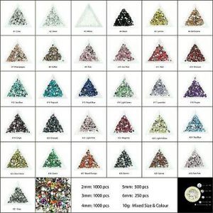 1000 Choose Colour Crystal Flat Back Nail Art Face Festival Rhinestones Gems